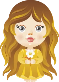 😙 Kartun, Gadis, Gaun, Lucu, Karakter telegram sticker