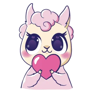❤️ lama, alpaca, carino, kawaii, cuore, animale, cartone animato whatsapp sticker
