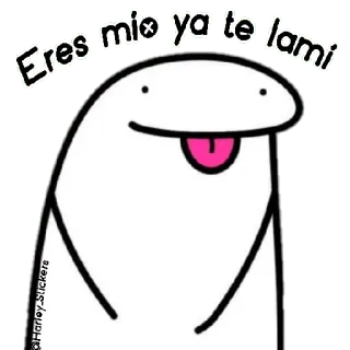 😀 Eres mio ya te lami Cartoon, Tong, Stokfiguur, Flork, Wit, Schattig telegram sticker