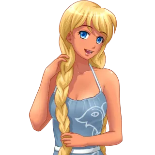 😃 kreskówka, blondynka, kobieta, anime, postać, kobieca telegram sticker