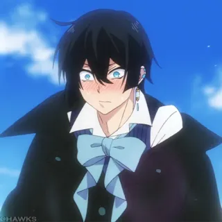 💎 Anime, Junge, Erröten, Schwarze Haare, Blaue Augen, Porträt telegram sticker