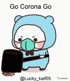 🦠 Go Corona Go covid, corona, virus, cartoon, pandemic, mask whatsapp sticker