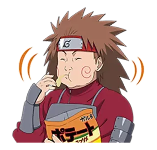 ⚡️ Choji Akimichi Naruto anime, manga, food, eating, chips whatsapp sticker