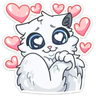 😍 cat, hearts, love, cute, cartoon, animal, kawaii, sticker telegram sticker