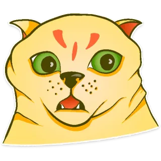 😧 chat, autocollant, animal, félin, chat jaune, surpris whatsapp sticker