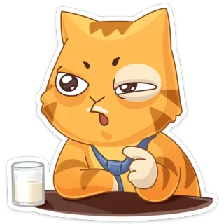 🥃 猫, 牛奶, 动物, 领带, 卡通 telegram sticker