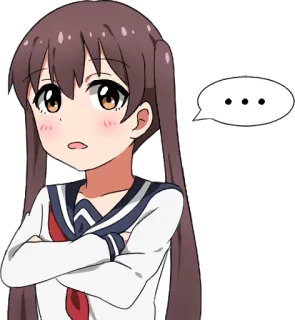😧 anime, girl, cartoon, thinking, speech bubble, cute telegram sticker