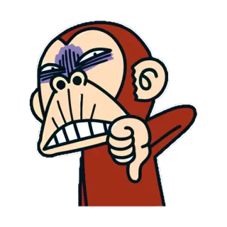 👎 猴子, 踩, 生气, 不喜欢, 卡通, 角色 telegram sticker
