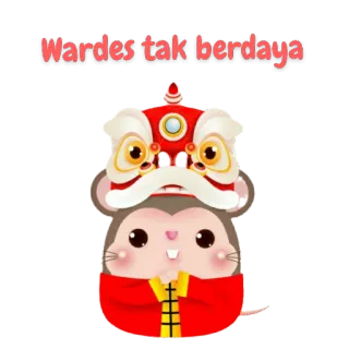 🇨🇳 Wardes tak berdaya ratón, dibujos animados, danza del león, animal, lindo telegram sticker