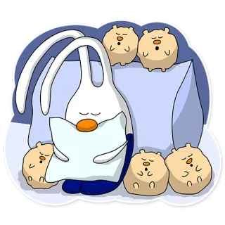 😴 bunny, pillow, sleep, cute, cartoon telegram sticker