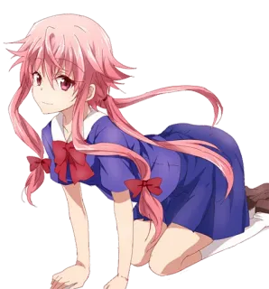 😺 Yuno Gasai Future Diary Anime, Yuno Gasai, Mirai Nikki, roze haar, anime meisje, yandere whatsapp sticker