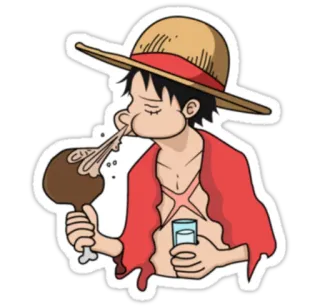 🍖 Monkey D. Luffy One Piece 루피, 원피스, 애니메이션, 만화, 밀짚모자, 먹방, 음식, 해적 telegram sticker