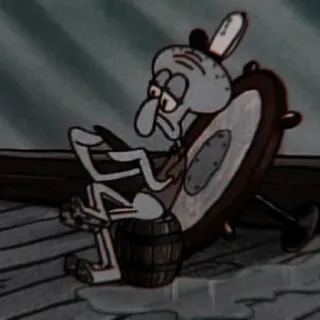 🔪 Squidward SpongeBob SquarePants สควิดวอร์ด, การ์ตูน, สพันจ์บ็อบ, เศร้า, หม่น, ตัวละคร telegram sticker