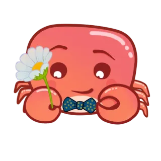 🌼 caranguejo, flor, fofo, animal, gravata borboleta, desenho animado, criatura marinha telegram sticker