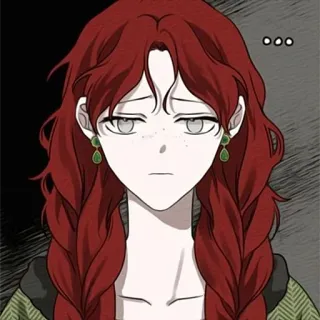♥️ donna, capelli rossi, treccia, ritratto, seria, anime telegram sticker
