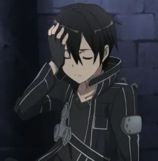 🤔 Kirito Sword Art Online Anime, Manga, Kirito, Sword Art Online, Personaggio, Pensieroso telegram sticker