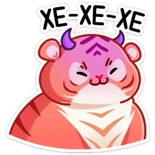 😈 XE-XE-XE tigre, diabo, animal, fofo, chifres, desenho animado, adesivo whatsapp sticker