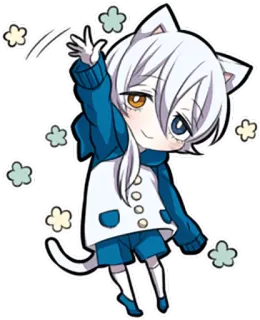👋 kot, anime, chibi, słodki, kawaii, kreskówka, postać, manga telegram sticker