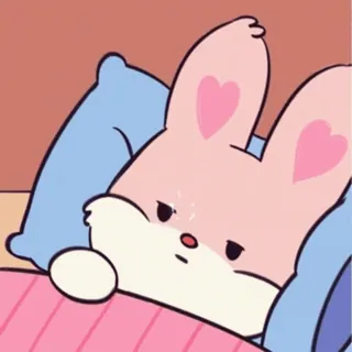 🖤 토끼, 토끼, 졸린, 만화, 동물, 귀여운 telegram sticker