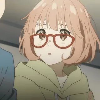 🍧 Mirai Kuriyama Beyond the Boundary anime, character, girl, glasses, cute, Mirai Kuriyama, Beyond the Boundary whatsapp sticker