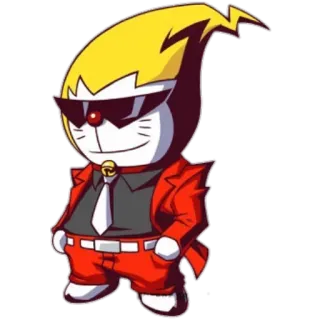 👀 Cartoon, Charakter, Sonnenbrille, Roter Anzug, Doraemon Parodie whatsapp sticker