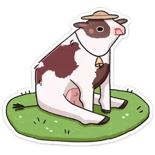 ☺️ 牛, 動物, 漫画, 農場, 哺乳類, 帽子 telegram sticker