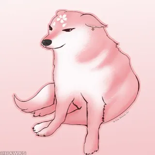 💠 @HAWKS cheems, doge, anjing, merah muda, sakura, bunga, meme whatsapp sticker