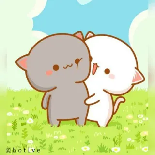 ❤ @hotlve cats, cute, cartoon, animals, love, peach and goma telegram sticker