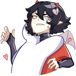 😐 anime, cartoon, demon, heart, elf, sad, cute telegram sticker