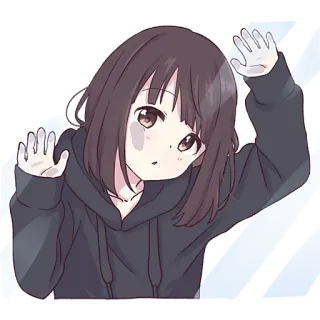 ✋ anime, girl, cartoon, cute, window, character whatsapp sticker
