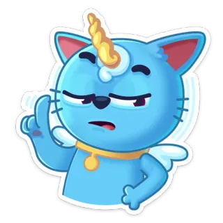 👆 猫, ユニコーン, 中指, 攻撃的, 漫画, ジェスチャー, 失礼 telegram sticker
