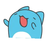 👍 mignon, dessin animé, animal, bleu, joyeux whatsapp sticker