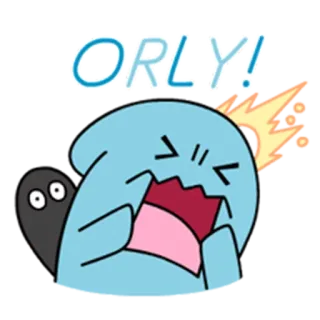 😱 ORLY! pokemon, orly, wobbuffet, esclamazione, carino, anime telegram sticker