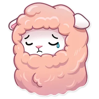 😔 Schaf, traurig, weinend, süß, Tier, kawaii, Cartoon whatsapp sticker