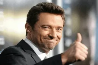 👍 Hugh Jackman Hugh Jackman, aktor, jempol ke atas, selebriti, potret, pria telegram sticker