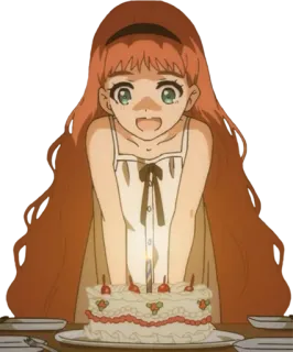 🥳 anime, girl, cake, birthday, candle, cute telegram sticker