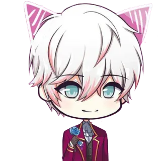 😸 애니메이션, 만화, 고양이 귀, 귀여운, 치비, 캐릭터 whatsapp sticker