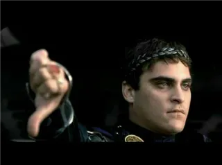 👎 thumbs down, negative, disapproval, roman emperor, Joaquin Phoenix, Gladiator telegram sticker