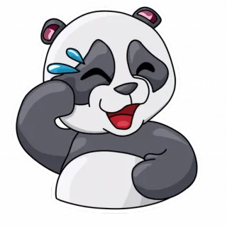 😂 Panda, Emoji, Llorando, Riendo, Animal, Dibujo animado whatsapp sticker