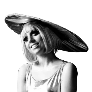 😃 Lady Gaga Lady Gaga, cantante, celebridad, estrella pop, sombrero, moda, retrato telegram sticker