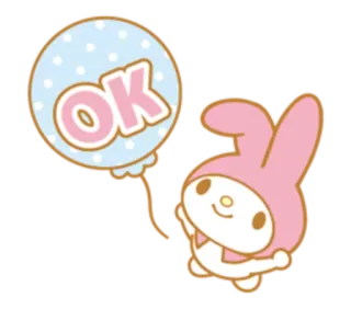 👌 My Melody OK imut, kawaii, Sanrio, Hello Kitty, kelinci, balon telegram sticker