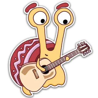 🎸 caracol, guitarra, música, animal, desenho animado telegram sticker