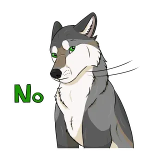 👎 No Lobo, No, Animal, Pegatina, Dibujo animado, Expresión, Negativo whatsapp sticker