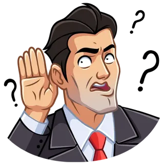 ❓ мужчина, слушает, мультфильм, ухо, бизнес, костюм whatsapp sticker