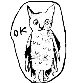 😐 ok owl, cartoon, animal, ok telegram sticker