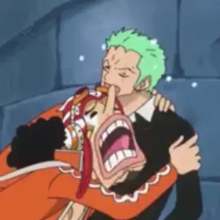 😭 Roronoa Zoro One Piece Аниме, Ван Пис, Ророноа Зоро, Персонаж, Смешно, Объятие telegram sticker