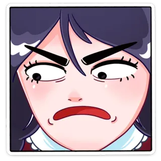 😕 โกรธ, รำคาญ, เสียใจ, สีหน้า, หงุดหงิด, การ์ตูน, ใบหน้า, ผู้หญิง telegram sticker