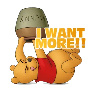 😩 Winnie the Pooh I WANT MORE!! Винни Пух, Мёд, Мультфильм, Жадность, Запрос, Попрошайничество telegram sticker