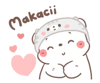 💬 Makacii fofo, urso, kawaii, obrigado, gratidão, corações telegram sticker