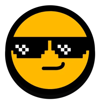 😎 表情符号, 太阳镜, 酷, 像素化, 黄色 telegram sticker